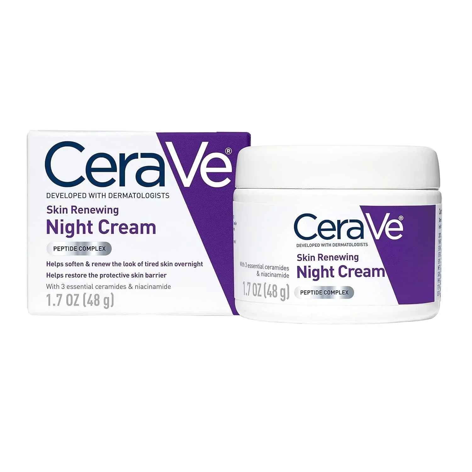 CeraVe Skincare Bundle: 4-in-1 Radiant Skin Night Cream, Sunblock, Cleanser & Serum