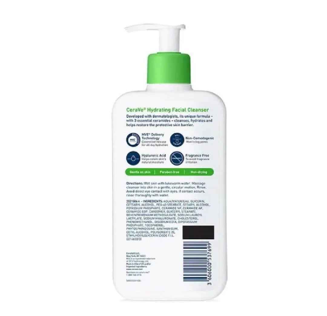 Cerave Hydrating Facial Cleanser for Dry Skin - Gentle, Non-Foaming Formula
