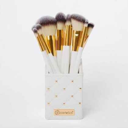 Cosmetics Elegance Brush Set – Studded White Makeup Brushes Kit