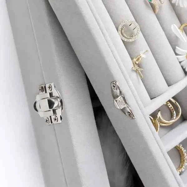 Velvet Jewelry Organizer Box with Glass Cover – Display & Storage for Rings, Earrings, Bracelets